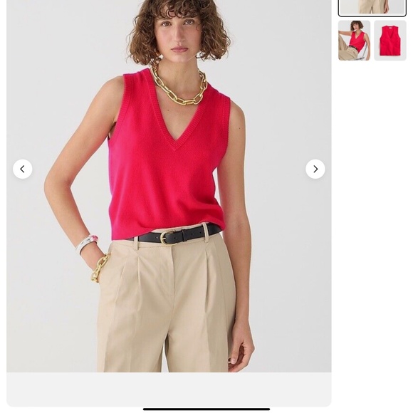 J Crew Cashmere V Neck Sweater Vest Berry Small - Picture 2 of 4